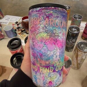 Colorful Skull Tumbler Handmade Glowing Can Cooler